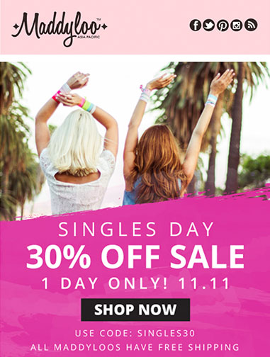 MaddylooHK’s Singles Day Email Campaign